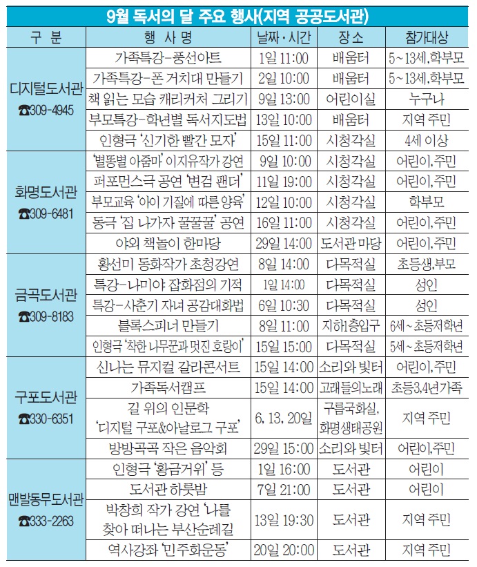 가을의 시작 9월, 도서관이 북적북적하겠네